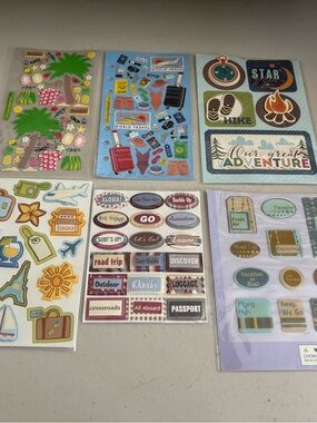 Vacation -travel stickers. New. Opened top never used lot